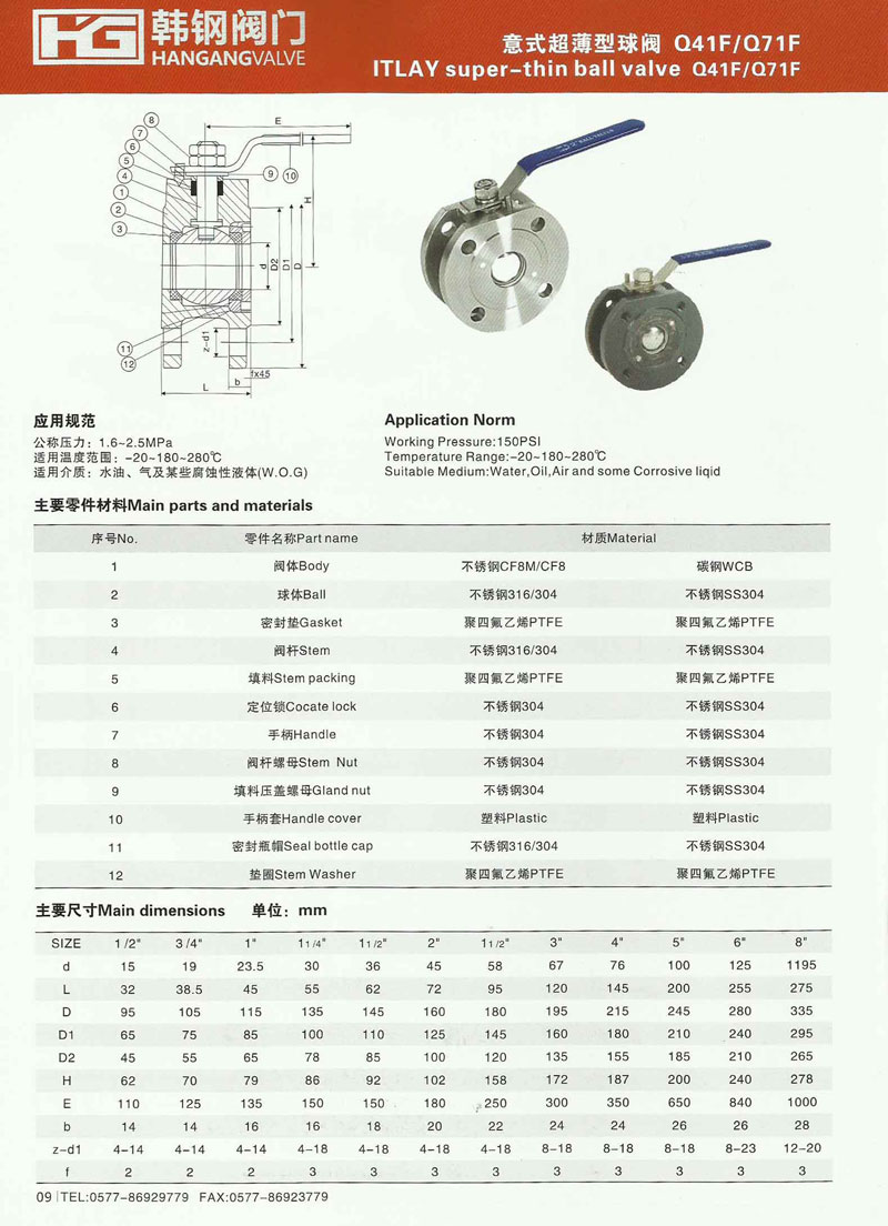 意式超薄型球阀